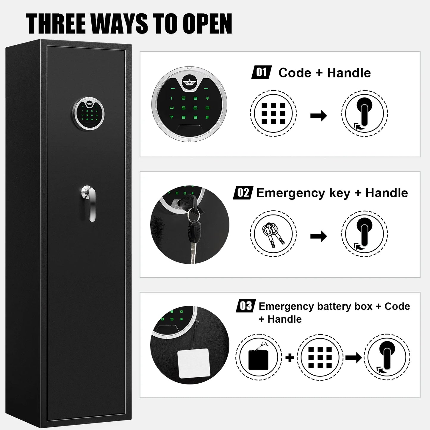 Silkight Electric Gun Safe, Quick Access 3-5 Gun Cabinet