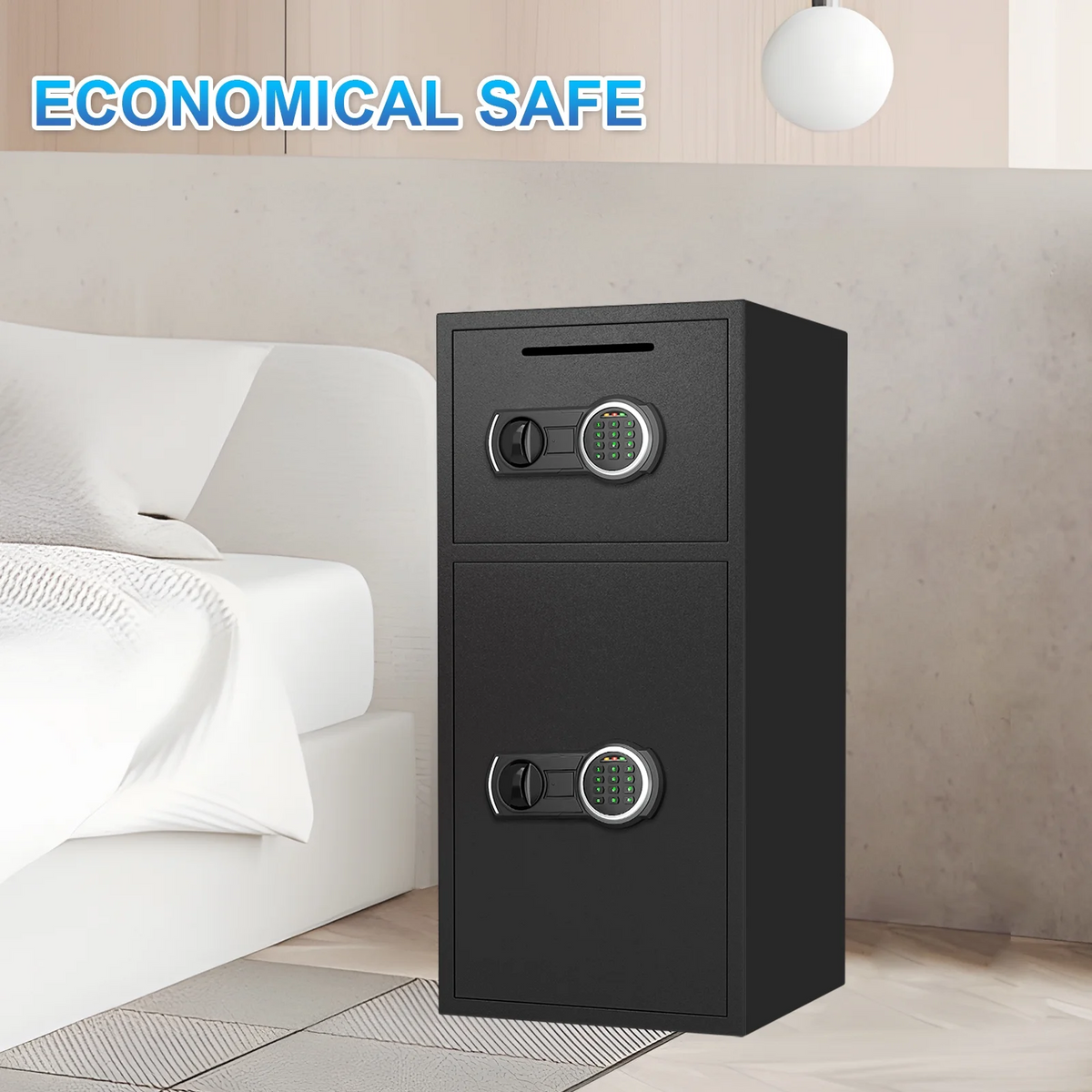 Riflewell home safe with fireproof safe box,digital home safe with deposit slot and metal storage box,personal document safe