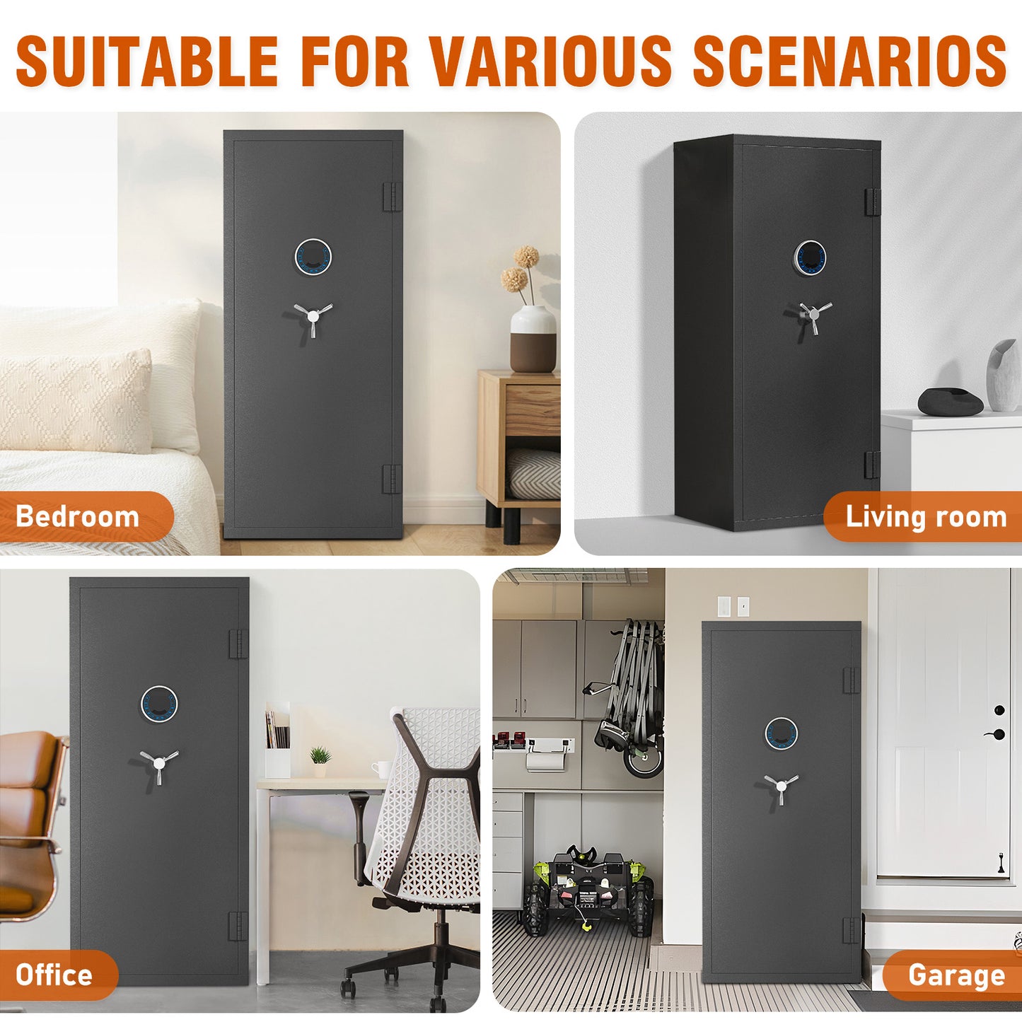 15-20 Gun Safe, Large Gun Safe for Shotguns and Pistols, Unassembled Gun Safe with Adjustable Shelf & Gun Rack, Gun Safe for Home and Shotgun, Quick Access Gun Cabinet with Dual Alarm