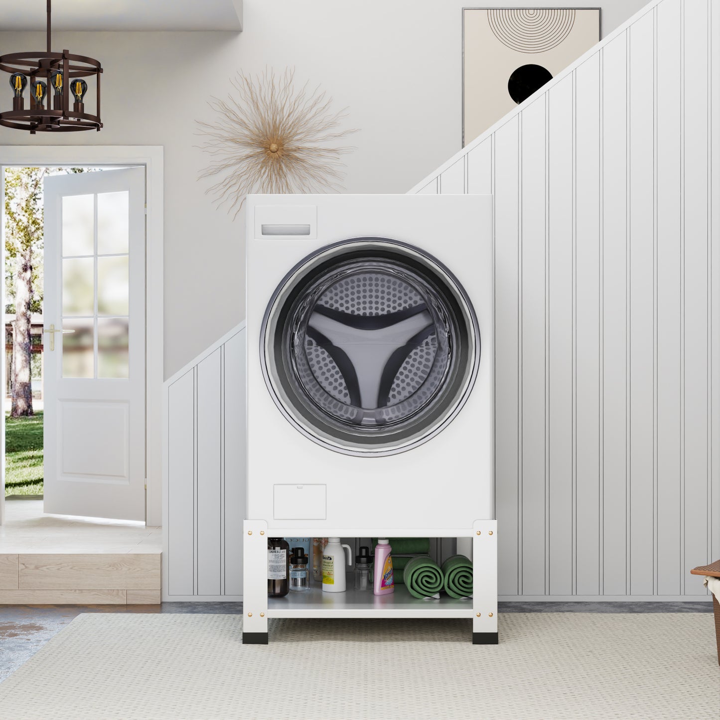 Laundry Pedestal 14" Height, Washer and Dryer Pedestals with Storage Shelf, 700lbs Weight Capacity Washing Machine Stands for Most Washers and Dryers, Assembly Required