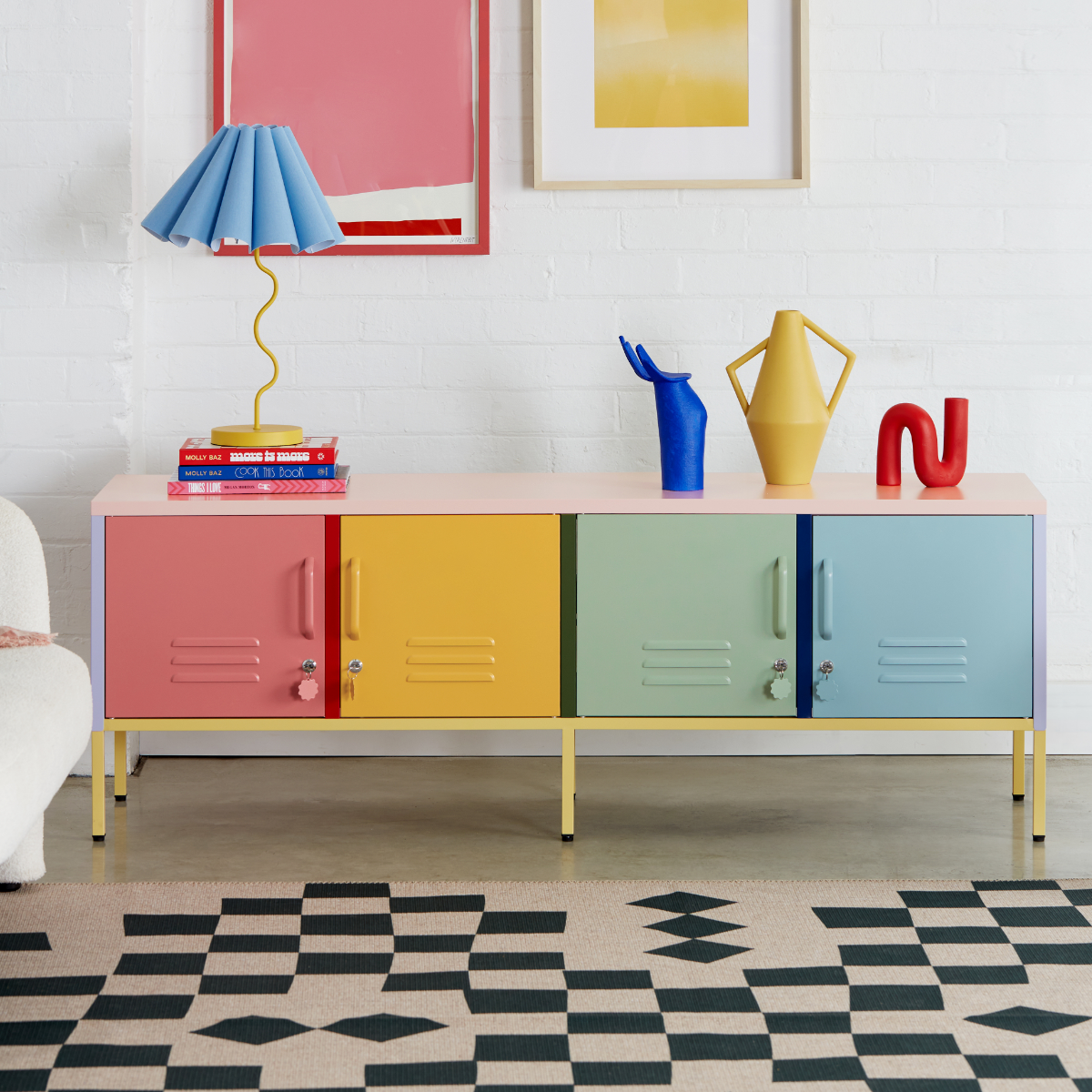 Metal Storage Cabinet Adjustable Shelf Storage Cabinet Laundry Room or Utility Room Storage Cabinet 2 Tiers Large Space for Books Clothes