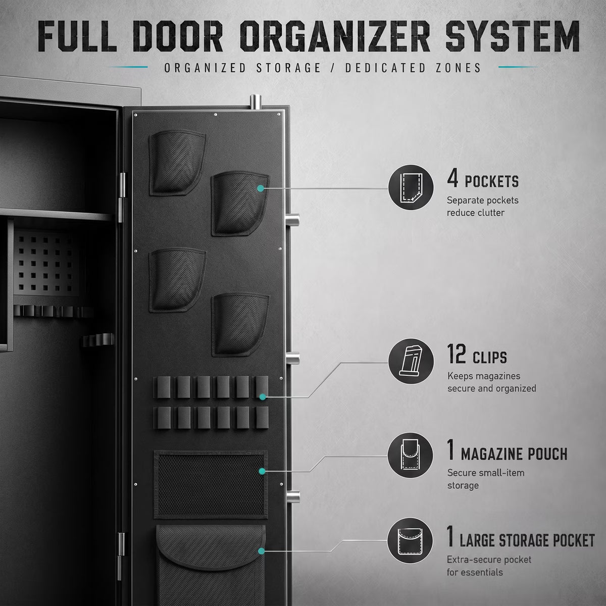 SDI-G6S-138HD, 15-20 Large Gun Safe, Digital Gun Safe for Rifles and Pistols with Removable & Adjustable Pegboard, Gun Safes & Cabinets with Door Organizers & 3 Gun Raks, Magnetic Lamp