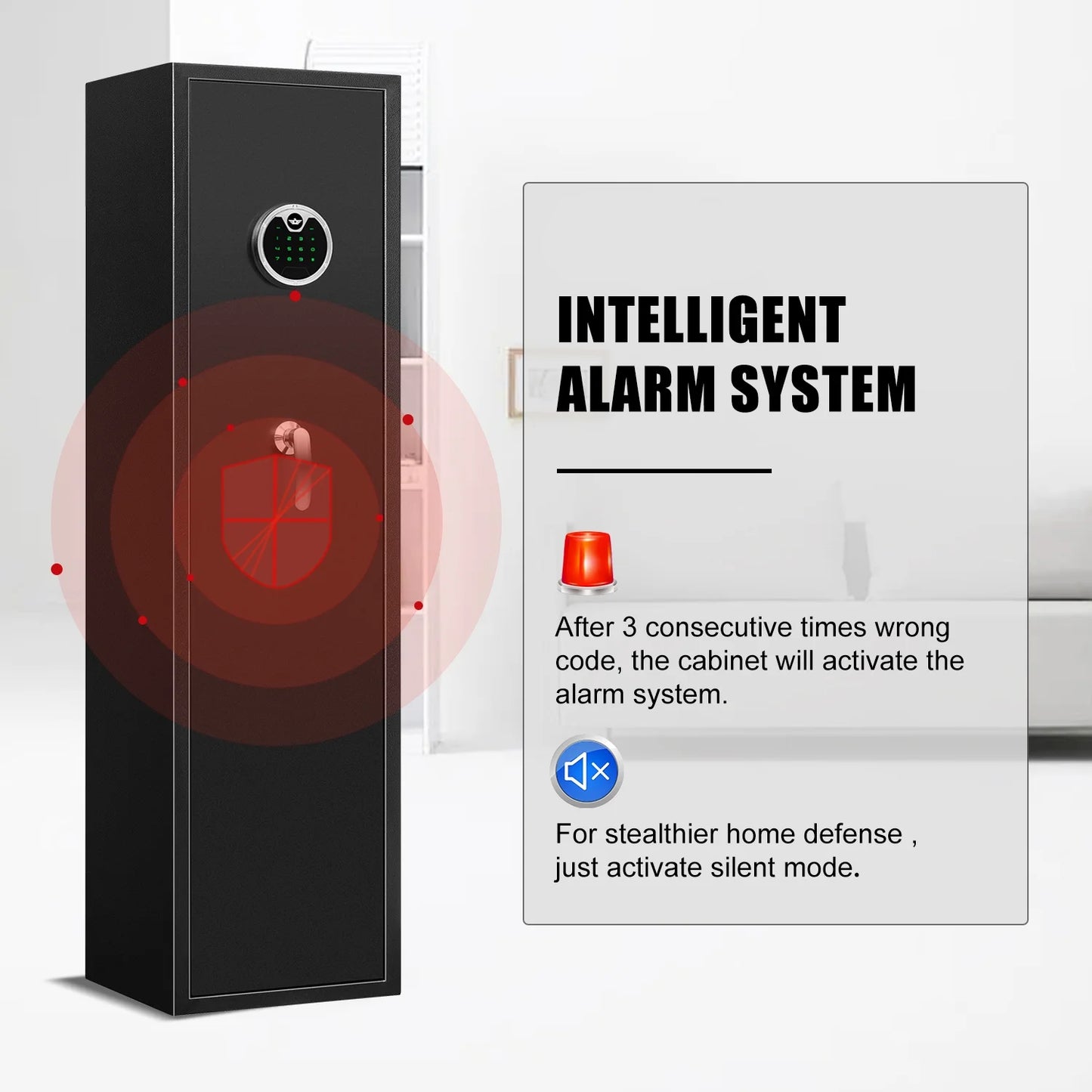 Silkight Electric Gun Safe, Quick Access 3-5 Gun Cabinet