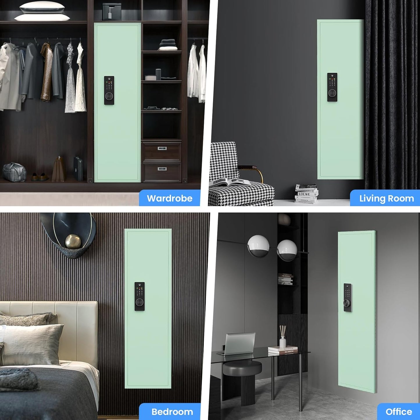 OME-KW-135LD-AOC-53.15" Wall Safe Between the Studs, Hidden Safe with Dual Alarm System and Silent Mode