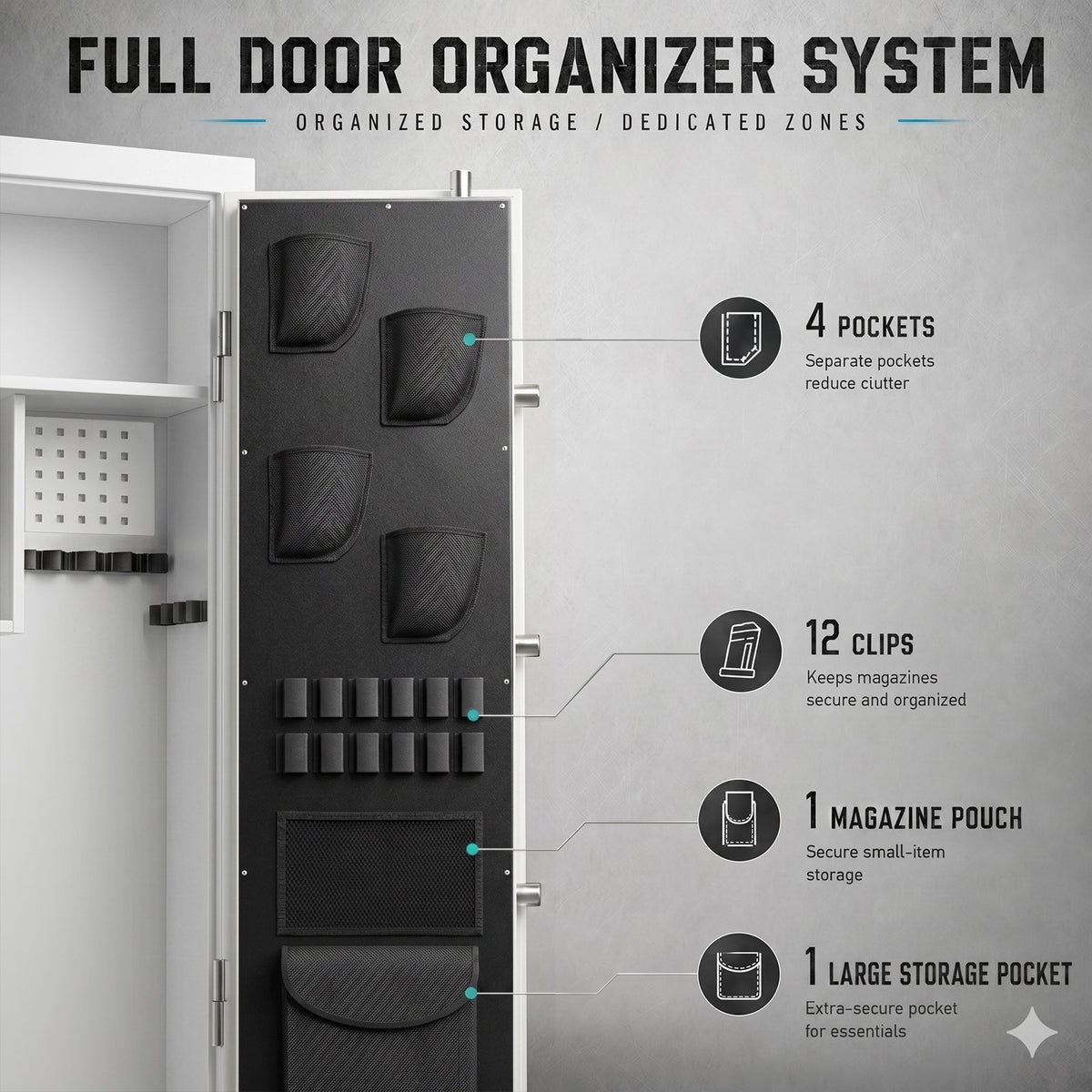 SDI-G6S-138BD, 15-20 Large Gun Safe, 54.33" Gun Safes & Cabinets with Removable Pegboard & Door Organizers, Gun Cabinet for Rifles and Pistols with Digital Keypad & Magnetic Lamp