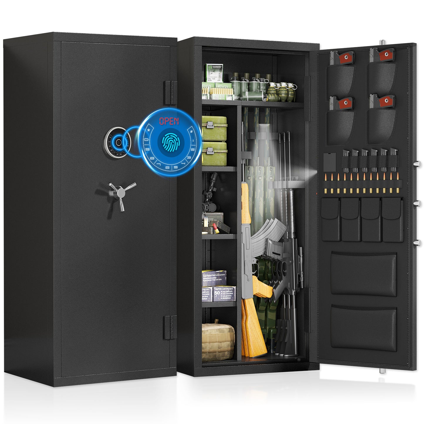 BM-Biometric Gun Safe for Shotguns and Pistols, Large Unassembled Fingerprint Long Gun Safes