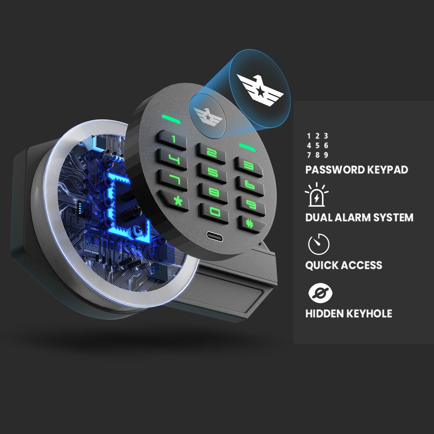 6-8 Rifle Gun Safe, Large Gun Safe with Digtal Keypad and Dual Alarm, Quick Access Gun Cabinet for Home Rifles and Pistols, Unassembled Gun Safe with Removable Shelves and Adjustable Racks