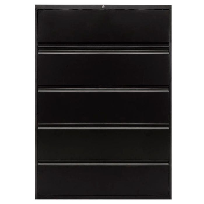 Classroom 5-Drawer Lateral Filing Cabinet, 30 x 18 x 63 Inches, Black