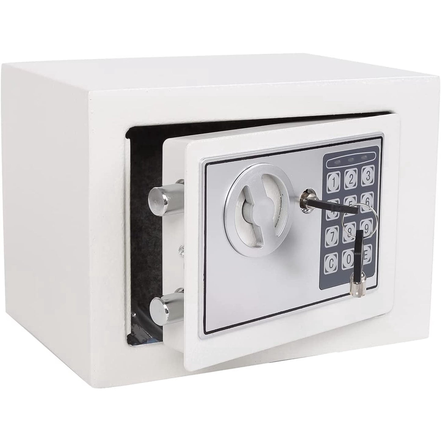 OME E17-W Electronic Deluxe Digital Security Safe Box Keypad Lock Home Office Hotel Business Jewelry Gun Cash Use Storage (White)
