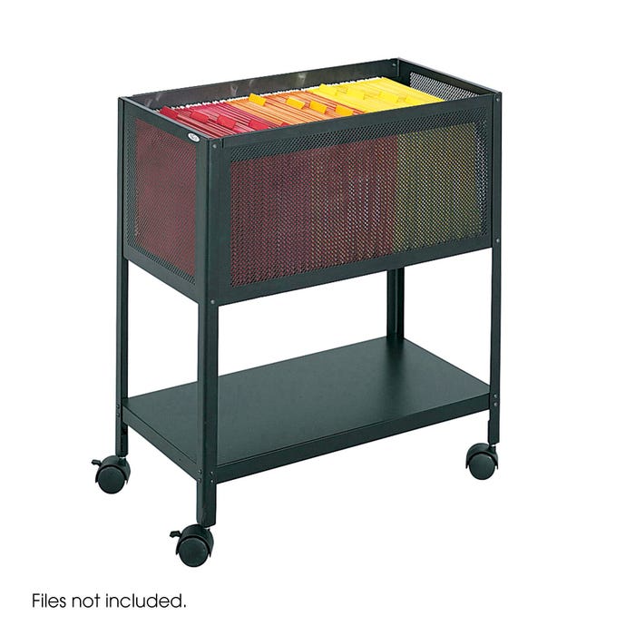 Safco Tub File with Open Top, 27-1/2 in H X 13-1/2 in W X 24-1/4 in D, Steel Mesh, Black, Powder Coated, 4 Wheel