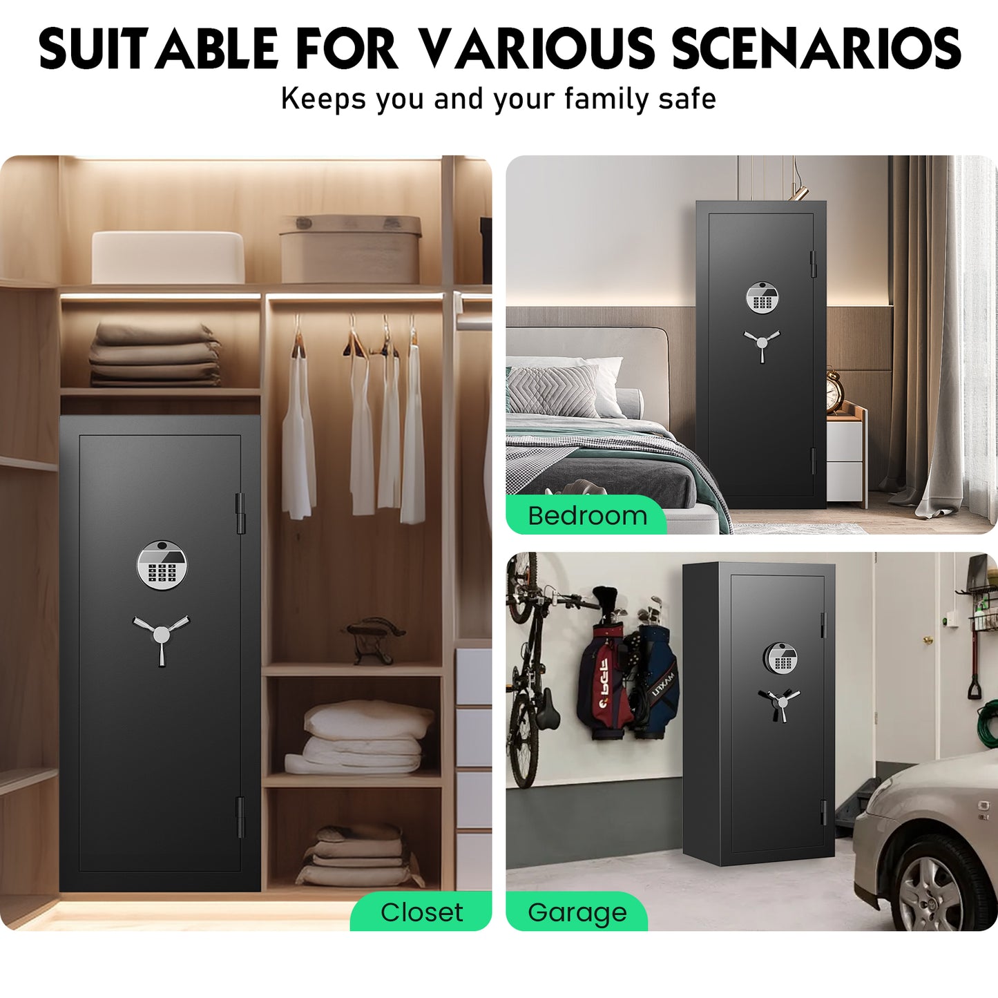 OME G6S-138HD 15-20 Large Gun Safe, Already Assembled Digital Gun Safe for Rifles and Pistols with Removable Pegboard & 6 Hooks, Gun Safes & Cabinets with Door Organizers & 3 Gun Raks, Rifle Safe for Home (Black)