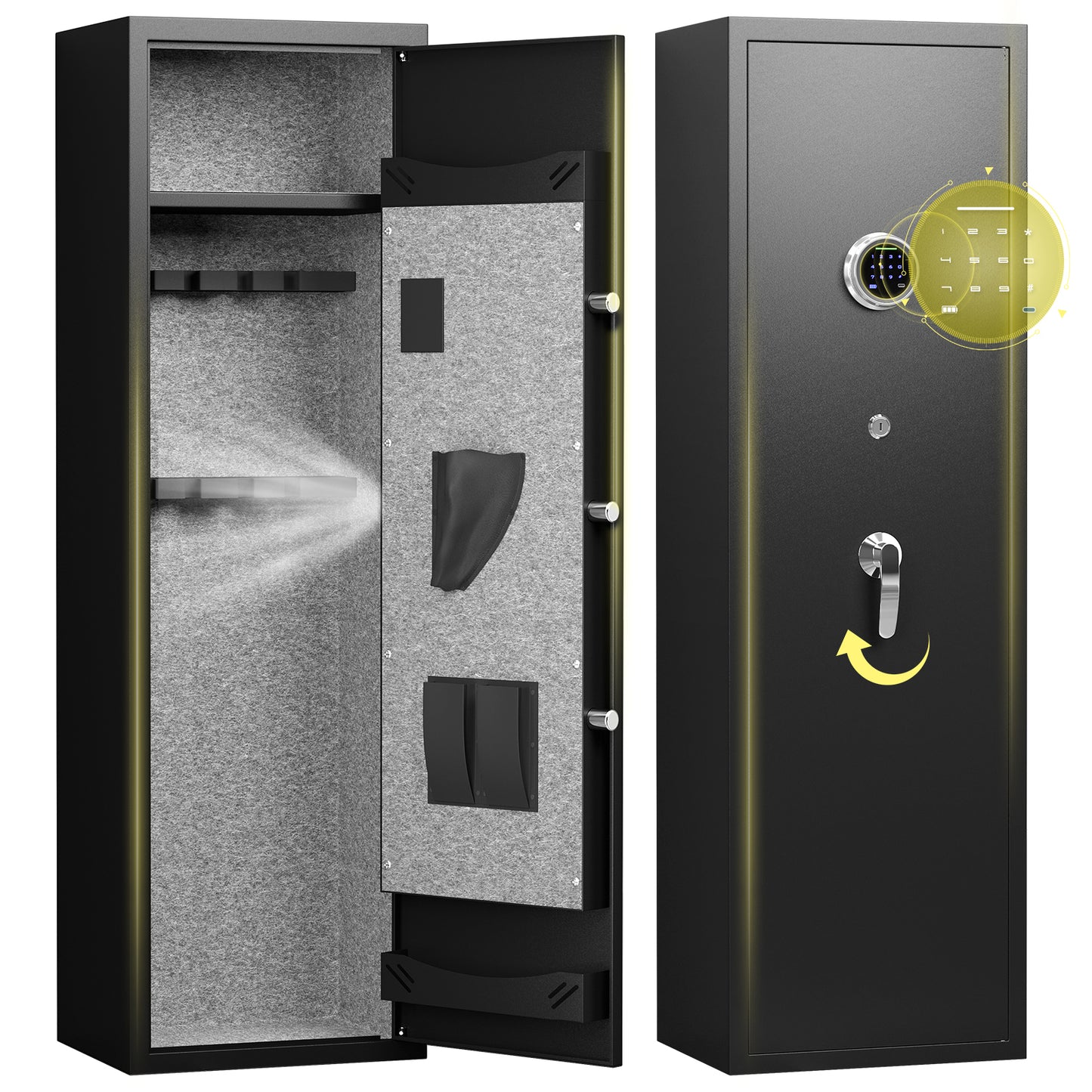 SY 4-6 Gun Safe, Deeper and Larger Gun Safe with Removable Shelf & Adjustable Gun Rack