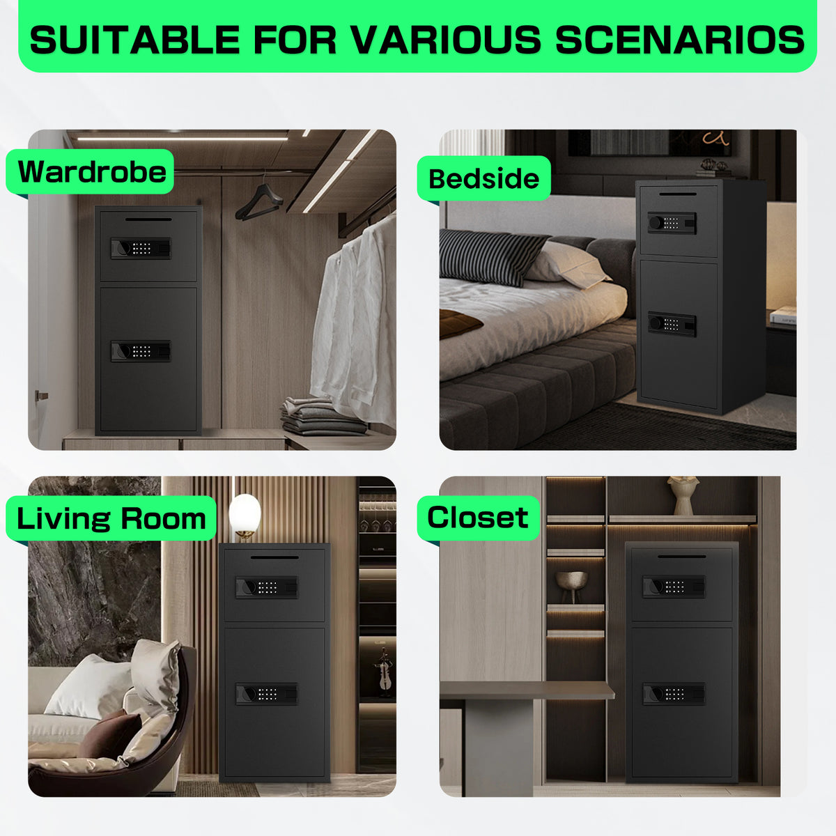 Kav K1-75 6.5 Cu ft Extra Large Home Safe Box, Anti-theft Money Safe Box With Deposit Slot & Dual Alarm System, Backlit Keypad Security Document Safe For Home Office