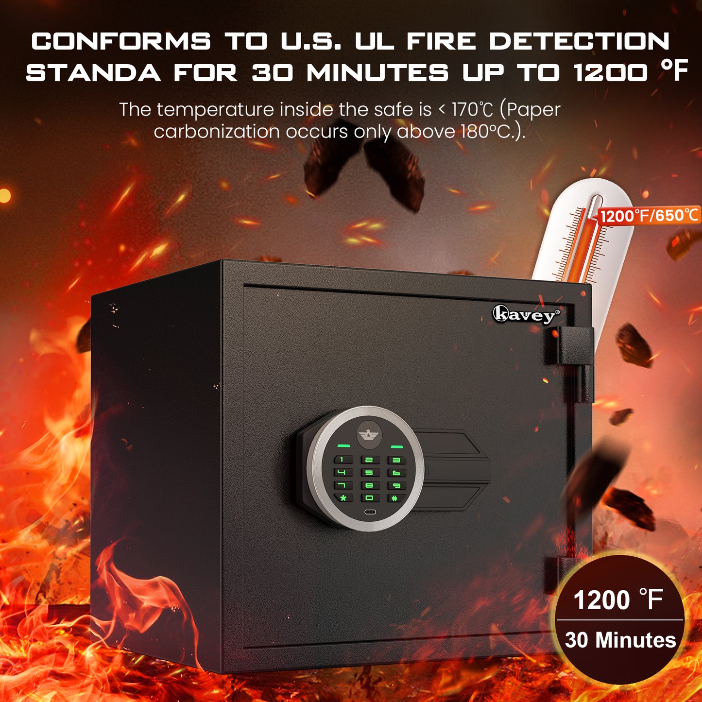 XB-KFS-30 š„š„š„Kavey 1.2 Cub Fireproof Safe Box