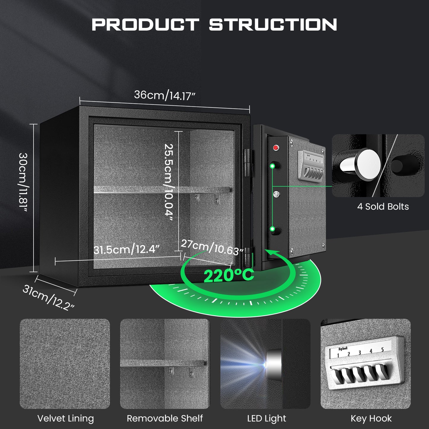 XB-KFS-30 š„š„š„Kavey 1.2 Cub Fireproof Safe Box