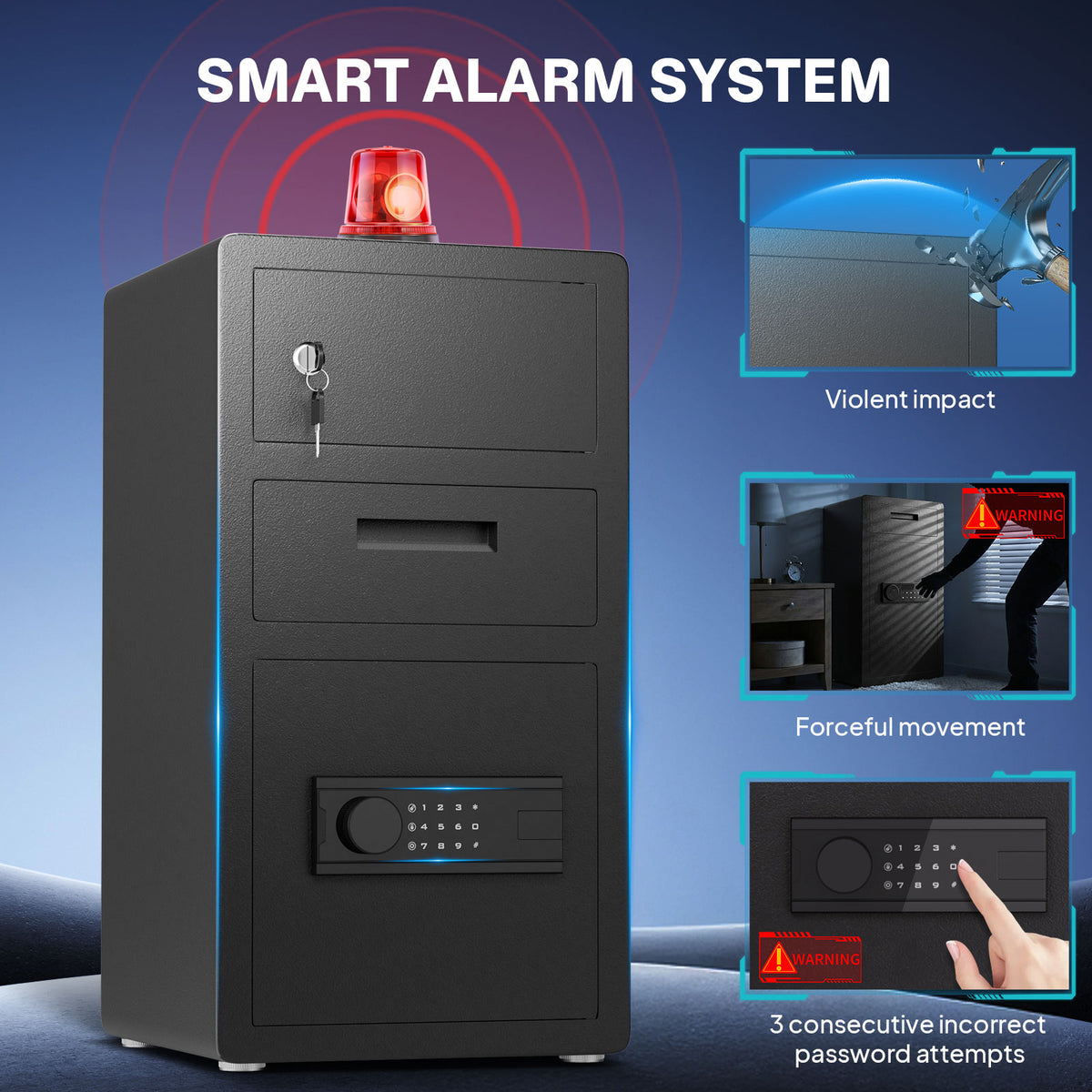 BM-KKT-68 5.0 Cub Digital Lock Safe, Home Digital Safe with Drop Slot and Dual Alarm System,