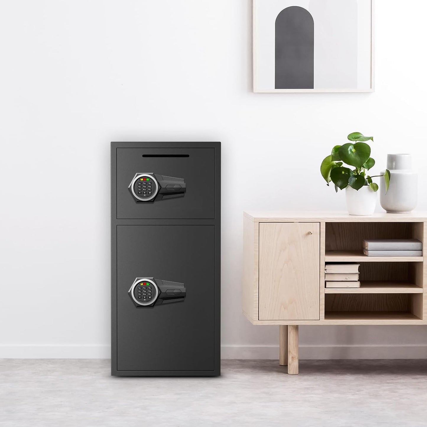 OME-KL-75D2025 NEW Large Home safe Fireproof Waterproof, 6.5 Cub Money Safe Box with Slot & Metal Deposit Storage Box