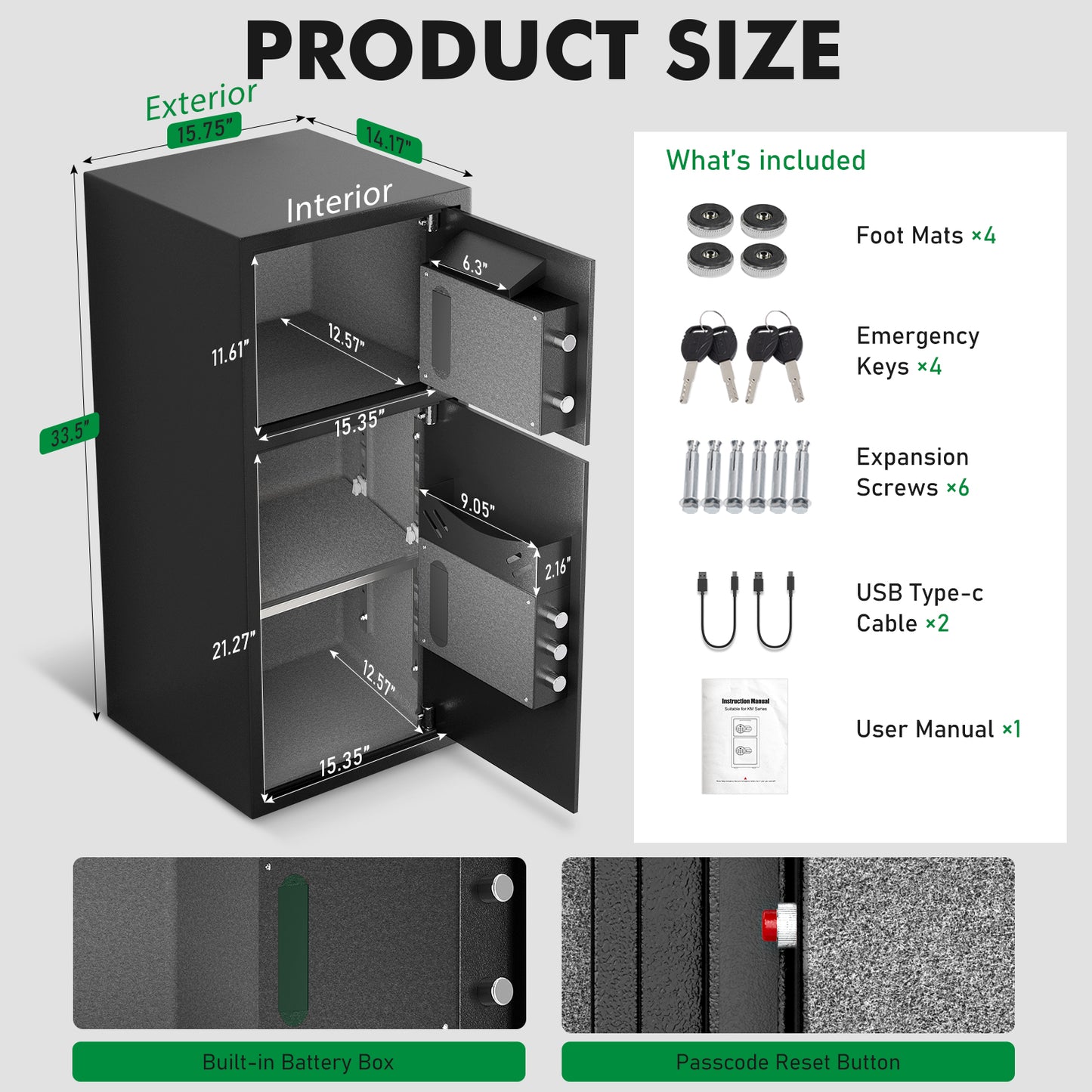 BM-KM-85W 7.0 Money Safe With Mute Function and LED Light, Security Box for Money Valuables