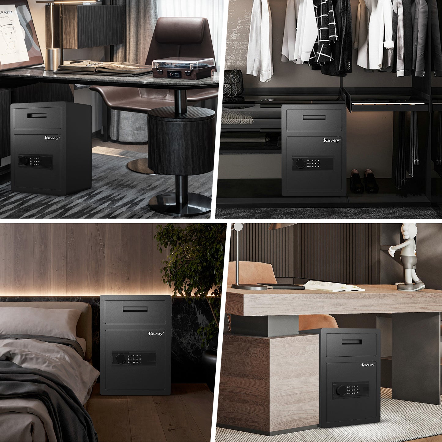 KAV- 2.0 Cub Fireproof Drop Safe, Safe with Drop Slot, Drop Slot Safes with Front Load Drop Box and Digital Touch Screen Keypad, Heavy Duty Money Safe Box for Business Office Home