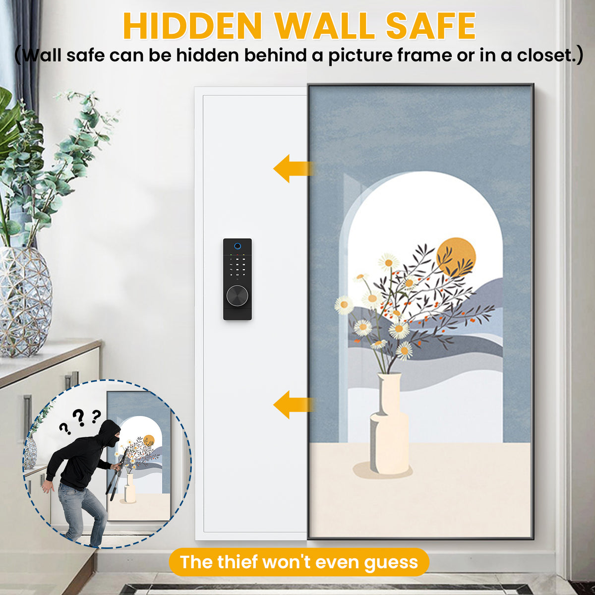 BM-KW-135BW NEW Wall Gun Safe, Digital Wall Safe Between the Studs with Dual Alarm