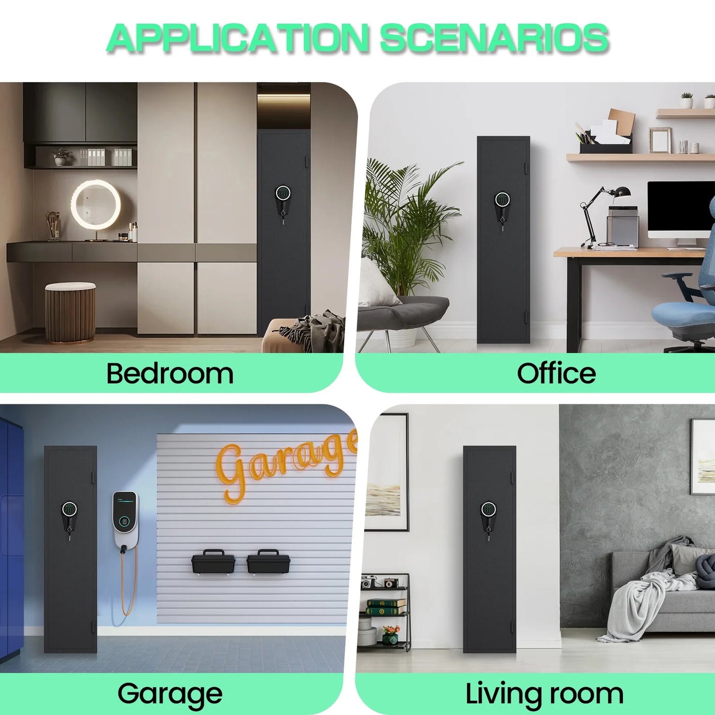 SZ-LYX 3-5 Biometric Fingerprint Gun Safe for Guns and Pistols, Quick Access Gun Safe with Silent Mode and Alarm System, Gun Cabinet with Removable Shelf and 3 Adjustable Gun Slots