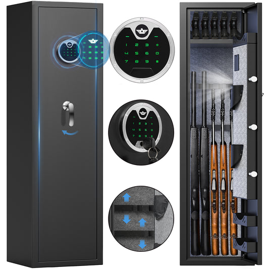 BM-G3Q-138D 4-5 Long Gun safe,Home Digital Safe with Backlit Keypad and Removable Shelf
