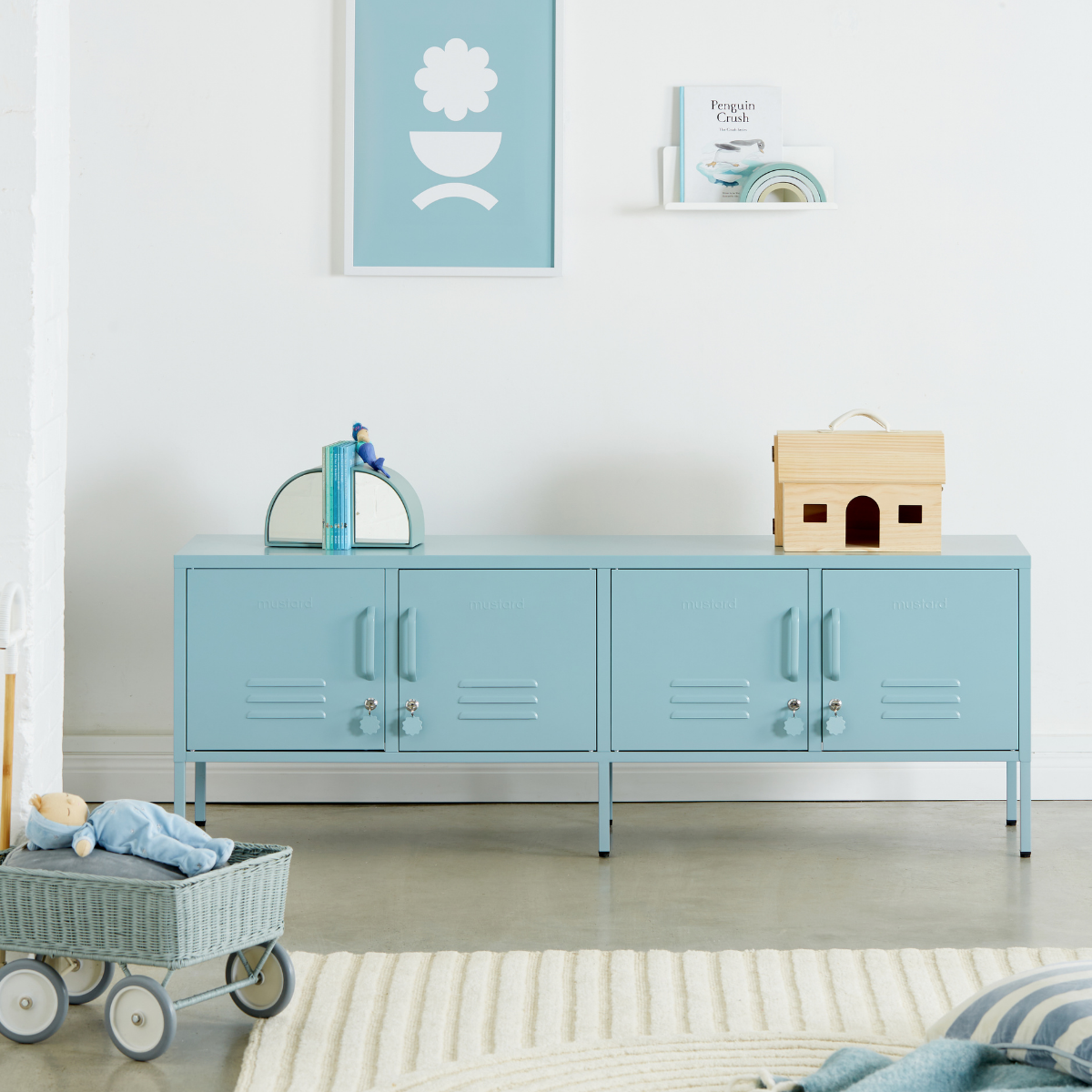 Metal Storage Cabinet Adjustable Shelf Storage Cabinet Laundry Room or Utility Room Storage Cabinet 2 Tiers Large Space for Books Clothes