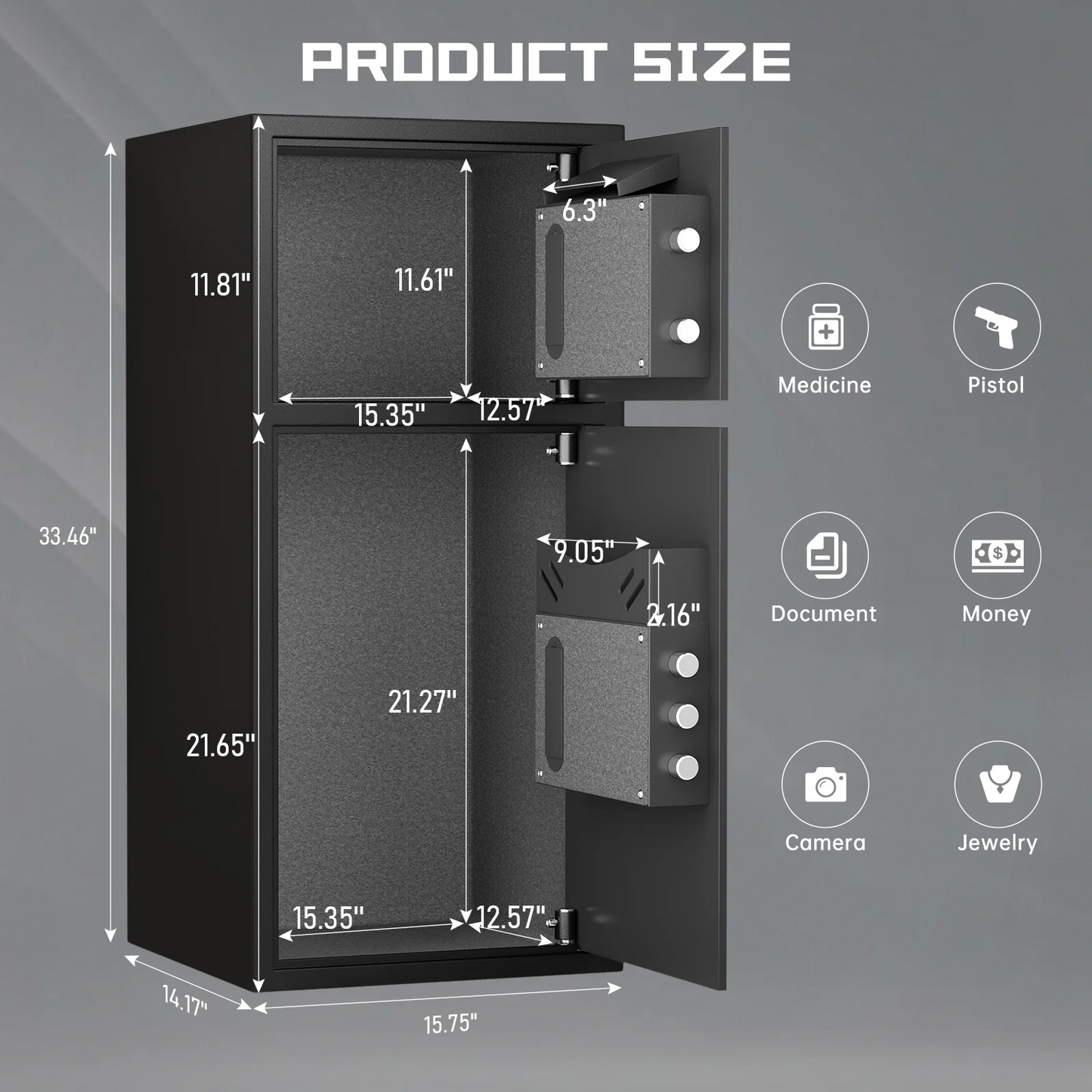 Fireproof Safe Box, 7.0 Cub Heavy Duty Large Safe with Dual Alarm System, Home Safe with Deposit Slot and Backlit Keyboard
