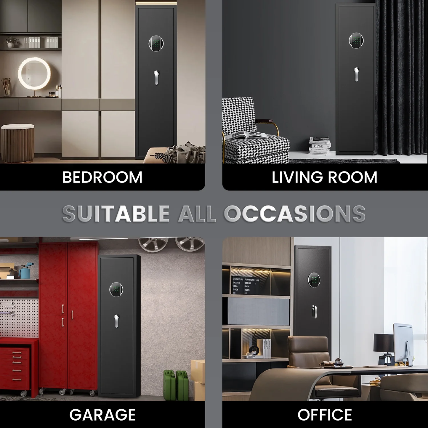 BM 57" Digital Keypad Gun Safe, Long Gun Safe for Home guns and Pistols, Quick Access 5 Fireproof Gun Safe with Mute Function, Gun Safe with LED Light, for Guns Shotguns Pistols