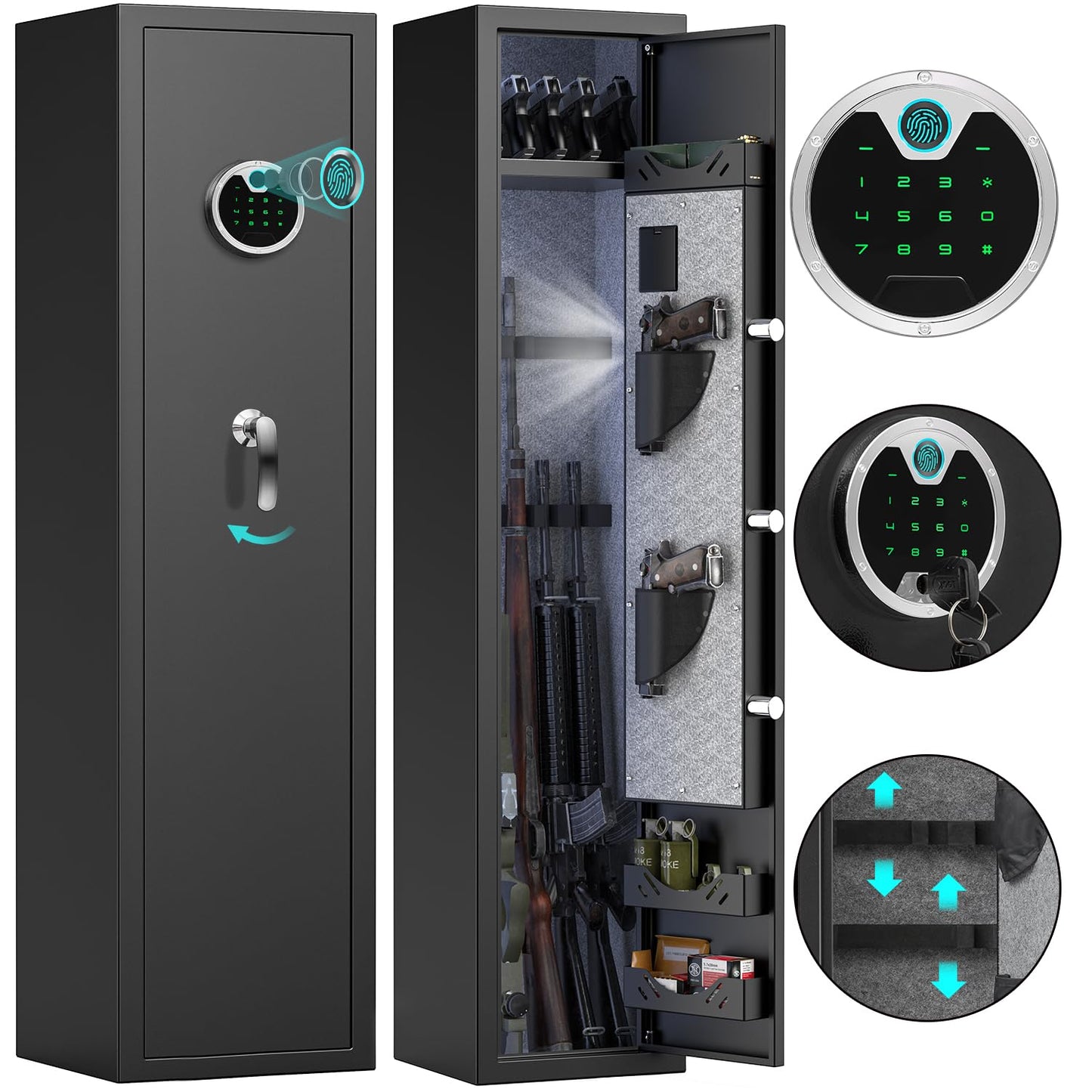 Silkight 3-5 Gun Safe, Gun Cabinet with Silent Mode and LCD Screen Keypad
