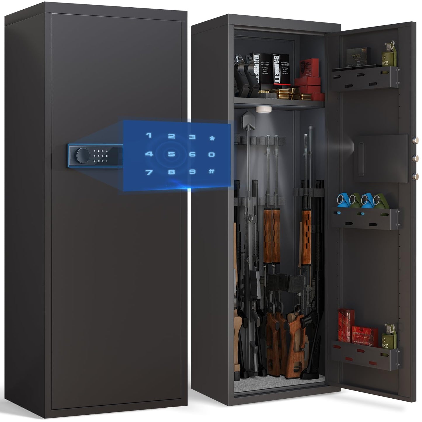Silkight 10-12 Unassembled Gun Safe with LCD Screen and Silent Mode, Gun Safe for Home Guns and Shotguns