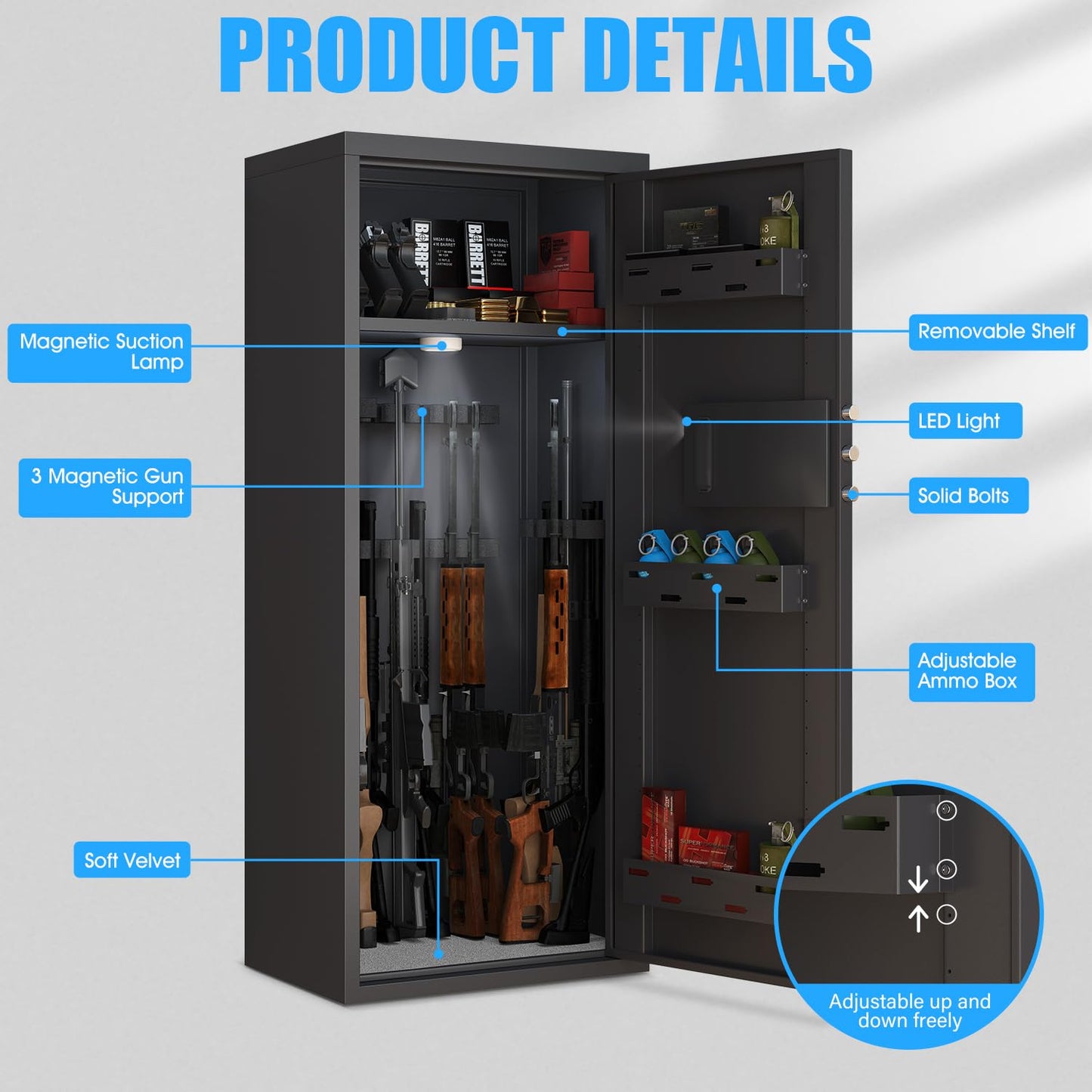 Silkight 10-12 Unassembled Gun Safe with LCD Screen and Silent Mode, Gun Safe for Home Guns and Shotguns