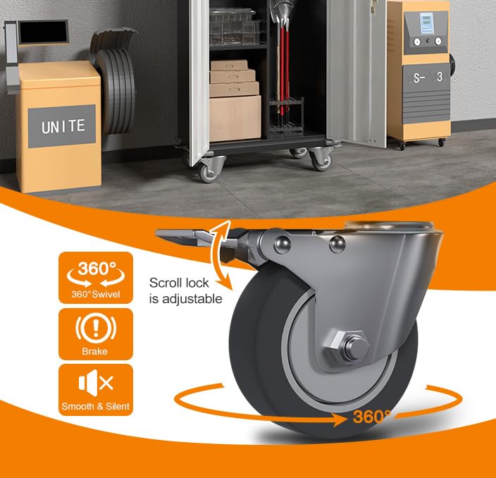 71'' Tall Metal Storage Cabinet with Wheels, Rolling Garage Storage Cabinet, Lockable Steel Tool Cabinet with Adjustable Shelve for Office, Basement, Pantry, Workshop