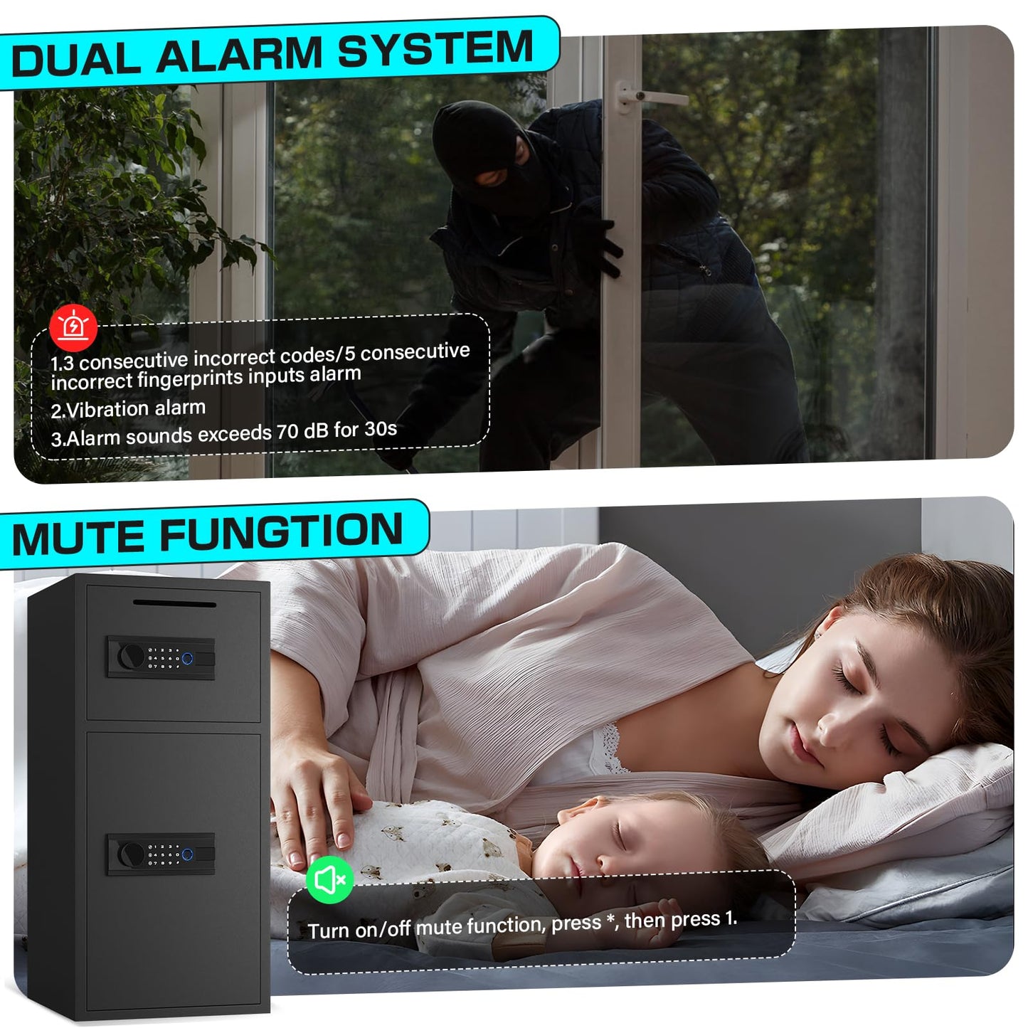 BM-K1-75W Large Biometric Fingerprint Safe,Backlit Keypad Security Document Safe for Home Office Hotel