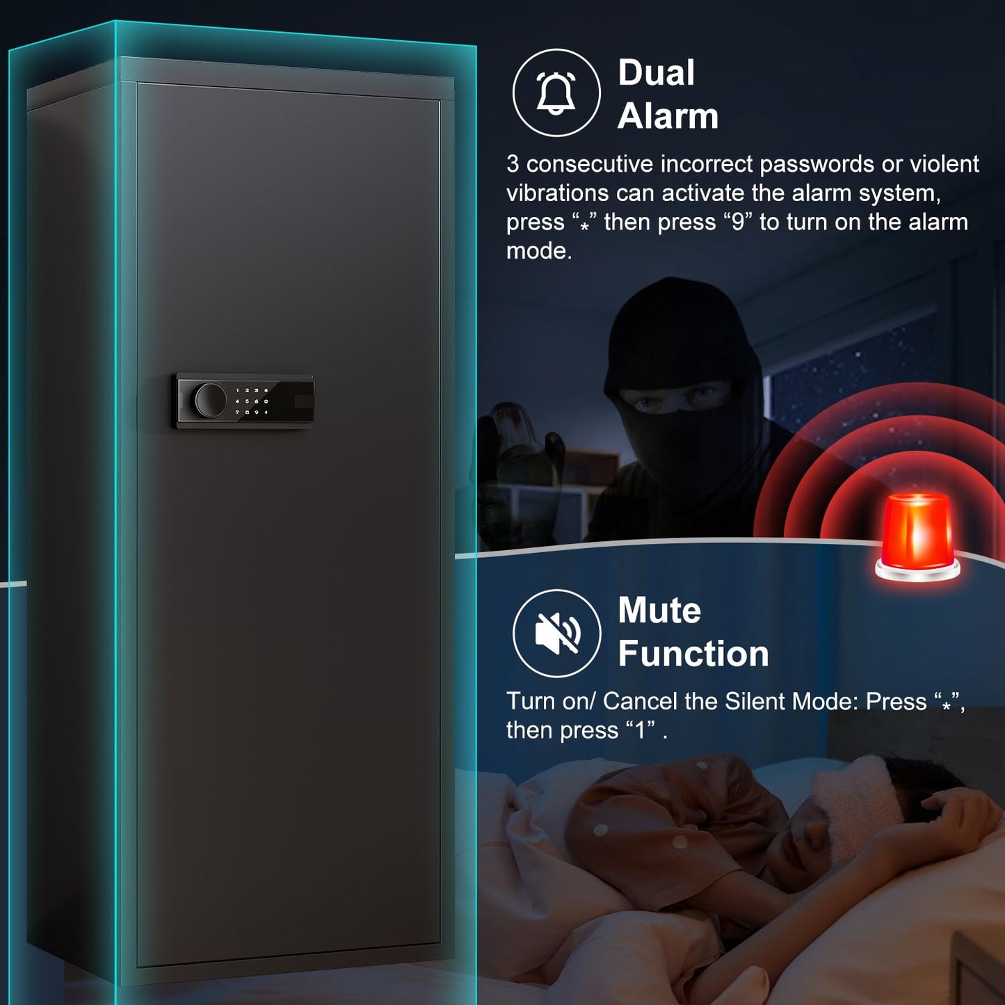 Silkight 10-12 Unassembled Gun Safe with LCD Screen and Silent Mode, Gun Safe for Home Guns and Shotguns