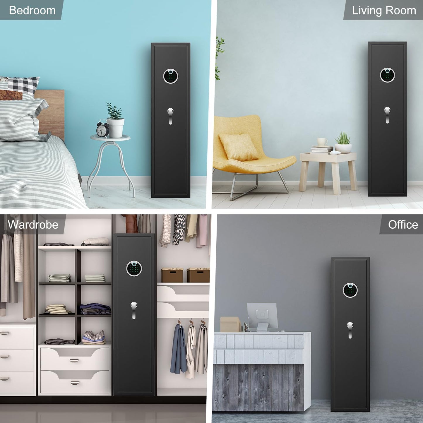 Silkight 3-5 Gun Safe, Gun Cabinet with Silent Mode and LCD Screen Keypad