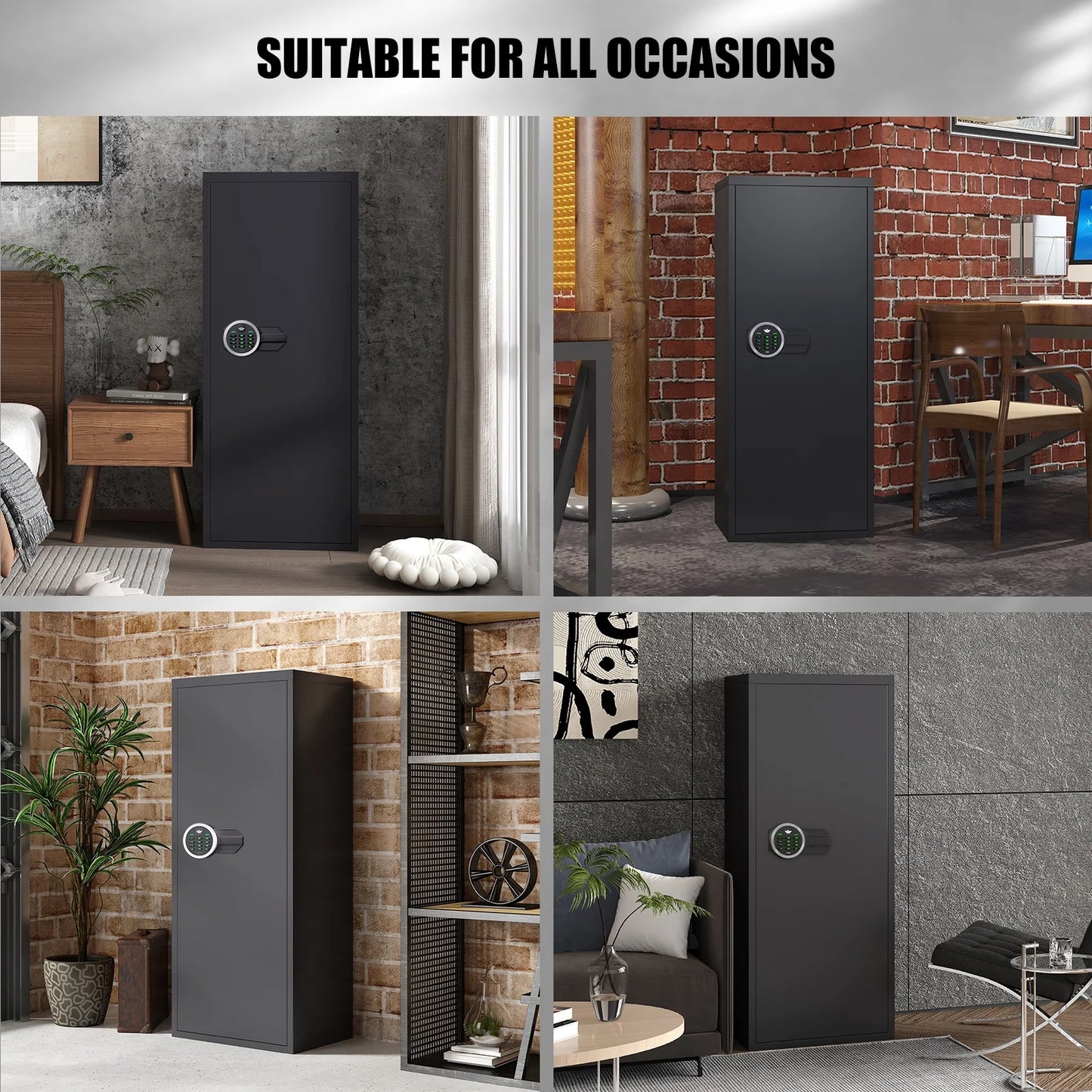 SZ-LYX 6-8 Large Gun Safe with Silent Mode, Unassembled Digital Gun Safe for Home Shotguns and Pistols, Gun Cabinet with 3 Magnetic Gun Slots and 3 Metal Storage Box