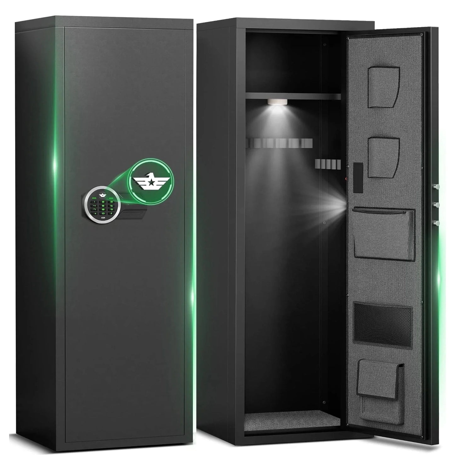 SZ-LYX 6-8 Large Gun Safe with Silent Mode, Unassembled Digital Gun Safe for Home Shotguns and Pistols, Gun Cabinet with 3 Magnetic Gun Slots and 3 Metal Storage Box