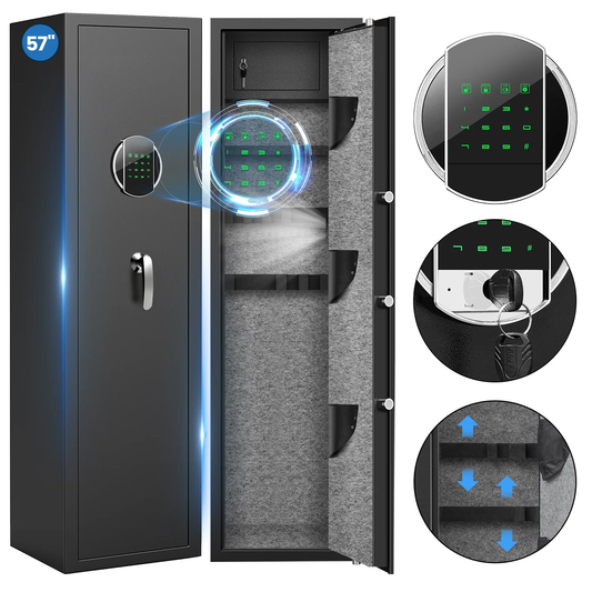 BM 57" Digital Keypad Gun Safe, Long Gun Safe for Home guns and Pistols, Quick Access 5 Fireproof Gun Safe with Mute Function, Gun Safe with LED Light, for Guns Shotguns Pistols