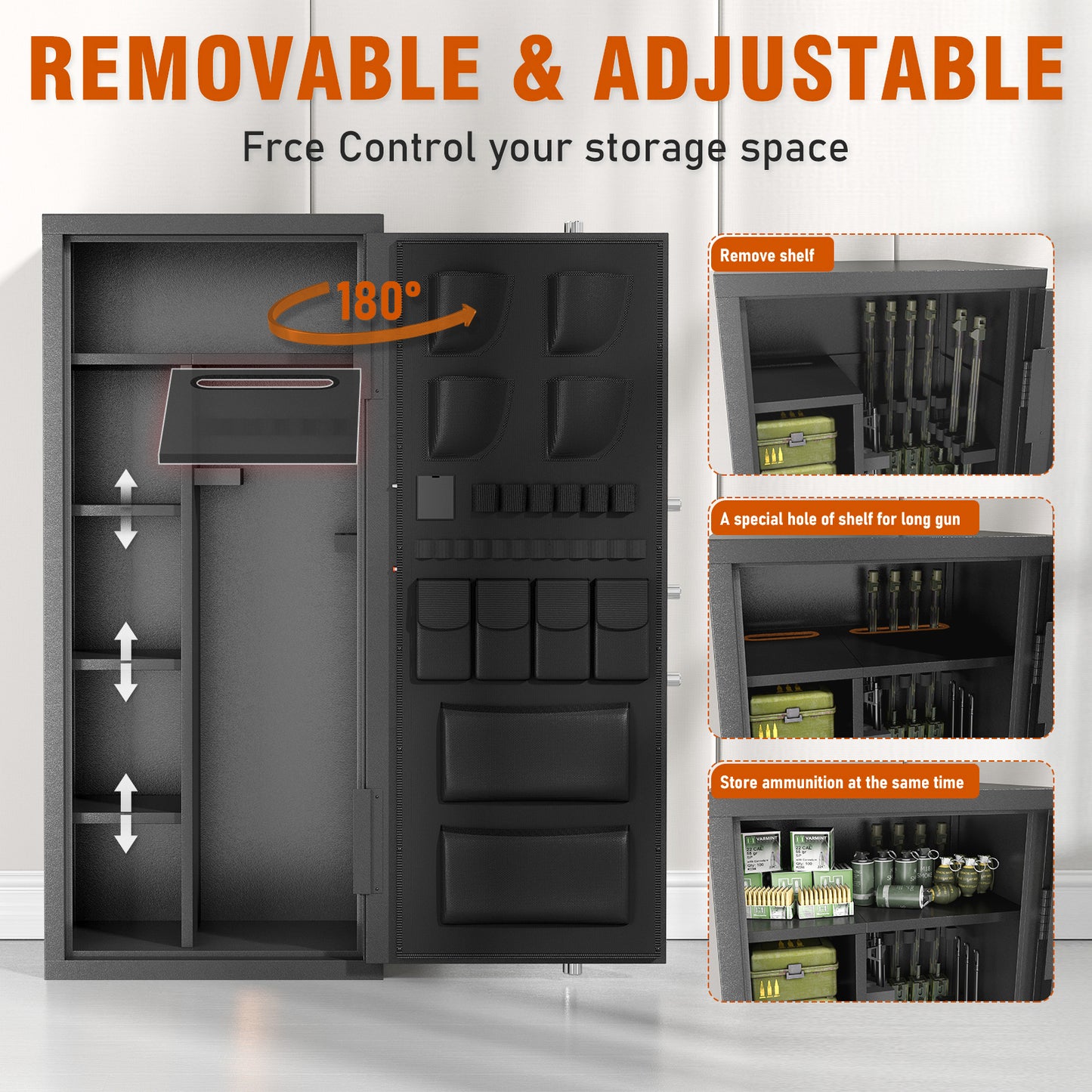 15-20 Gun Safe, Large Gun Safe for Shotguns and Pistols, Unassembled Gun Safe with Adjustable Shelf & Gun Rack, Gun Safe for Home and Shotgun, Quick Access Gun Cabinet with Dual Alarm