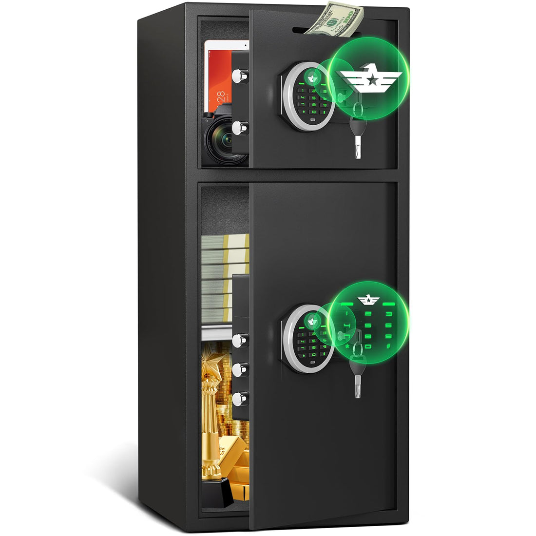 Kavey product illustration for Tall Multi-Door Safes: Map Each Storage Zone