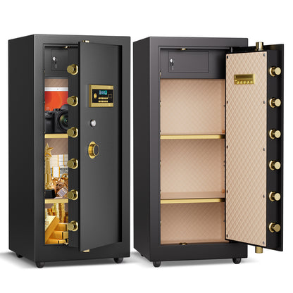 OME K3-100 39.37''H Extra Large Safes Box, 9.0 Cubic Feet Heavy Duty Safe with 2 Adjustable Shelf & Seperate Lock Box, Home Floor Safes with LCD Screen & Hidden Code for Doc Cash Jewelry Valuables
