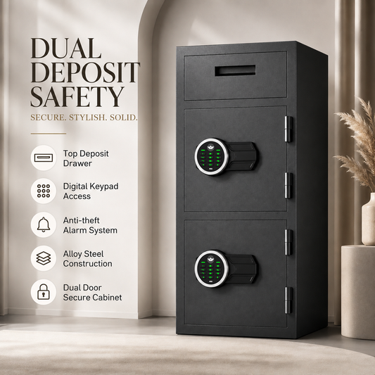 6.5 Cub Safes Box, Fireproof Safes For Home, Fireproof Safes For Home With Double Door & Key Hook, With Backlit Keypad & Dual Alarm For Home Office Business Home Safes