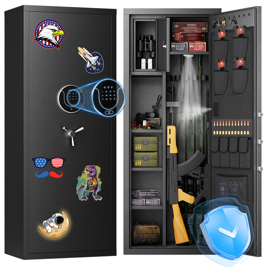 HK-AKG6-138D 15-18 Digital Large Gun Safe with Inner Lock Box and Removable Shelves, Unassembled Safe with Dual Alarm and Mute Function for Home, Garage