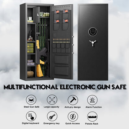 HK-AKG6-138D 15-18 Digital Large Gun Safe with Inner Lock Box and Removable Shelves, Unassembled Safe with Dual Alarm and Mute Function for Home, Garage