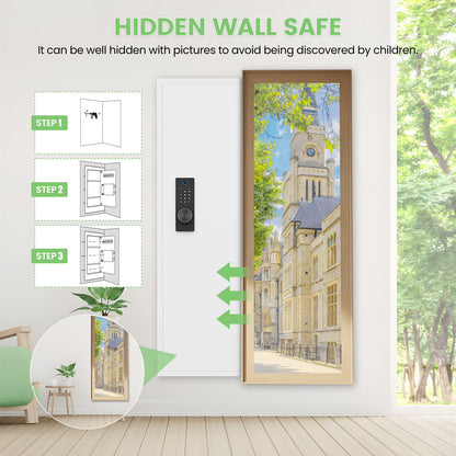 SDI-KW-135BW, Silkight 53.15" Wall Safe - Biometric Hidden Safe with Dual Alarm System, 3 Adjustable Shelves - White