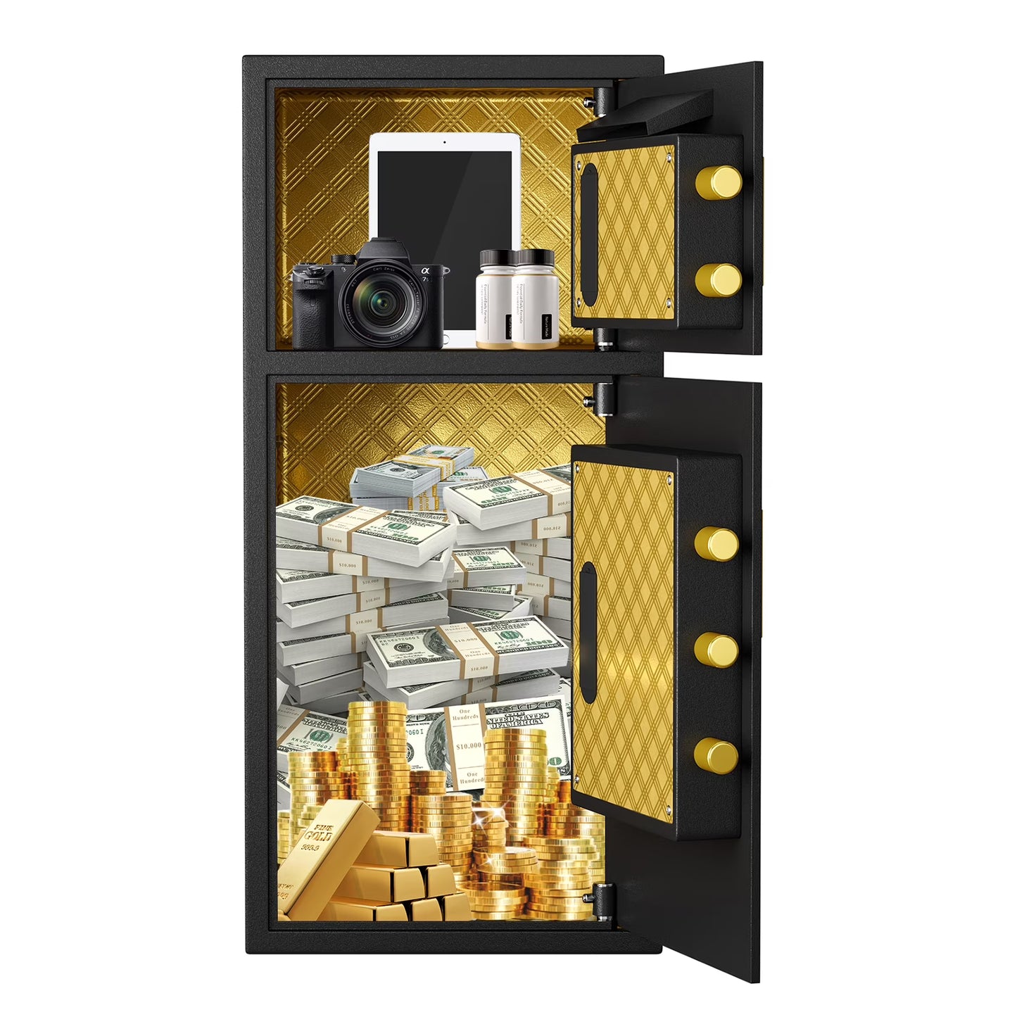 SDI-K3-75D Safe - Double Door Safe Box ,6.5 Cu ft Extra Large Fireproof Safe for Home Documents Storage,Digital Security Safe with Dual Alarm and Hidden Code Function,for Home,Office and Hotel