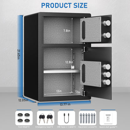 OME KL-55SD 5.0 Cub Large Home safe Money Safe Box with Slot & Metal Deposit Storage Box, Home Safe with Dual Alarm System & Mute Mode for Valuables