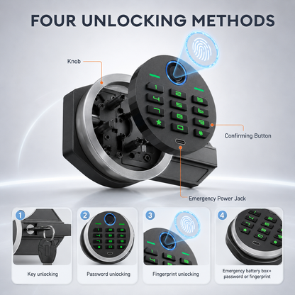 HK-KL-85W 7.0 Cu ft Biometric Safe Box With Mute Function and LED Light, Large Home Safes with Deposit Slot & Dual Alarm System, Security Box for Valuables