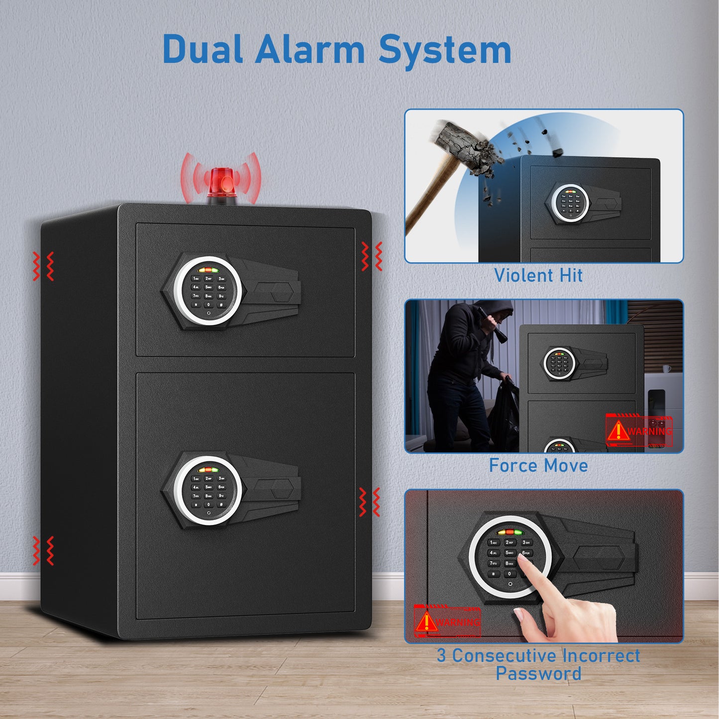 OME KL-55SD 5.0 Cub Large Home safe Money Safe Box with Slot & Metal Deposit Storage Box, Home Safe with Dual Alarm System & Mute Mode for Valuables